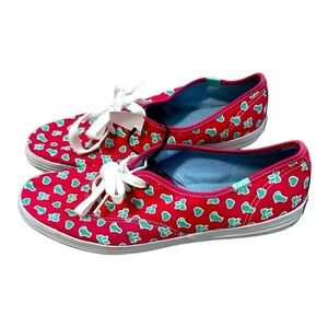 Keds Taylor Swift Cats Red Canvas Sneakers with White Laces